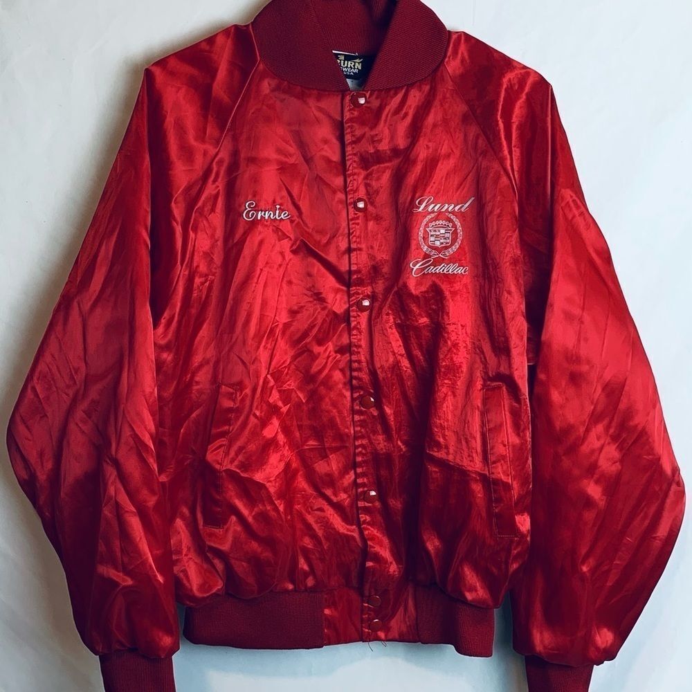 Auburn Sportswear Red Satin Cadillac Bomber Jacket